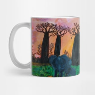 baobab tree and elephant Mug